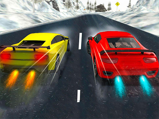 Gioco corsa auto su neve in modalità carriera. 3D