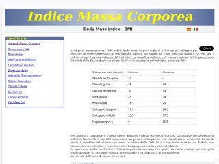 Screenshot sito: Indice di massa corporea