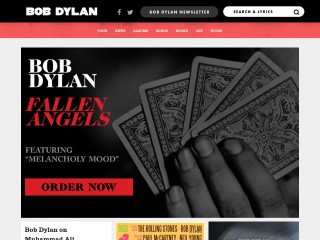 Screenshot sito: Bob Dylan