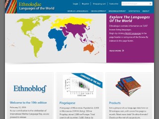 Screenshot sito: Ethnologue.com
