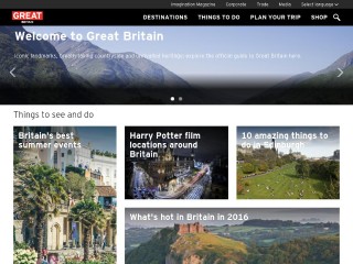 Screenshot sito: Visit Britain