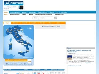 Screenshot sito: Xmeteo