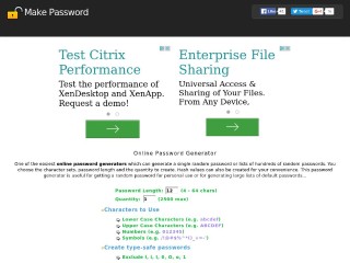 Screenshot sito: MakePassword