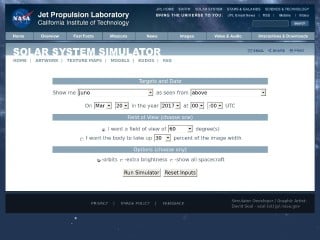 Screenshot sito: Solar System Simulator