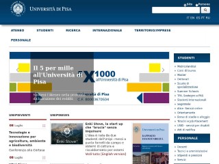 Screenshot sito: Università degli Studi di Pisa