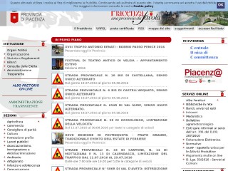 Screenshot sito: Provincia di Piacenza