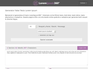 Screenshot sito: Lorem Ipsum 360°