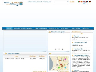 Screenshot sito: Turismo.reggiocal.it
