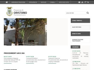 Screenshot sito: Provincia di Oristano