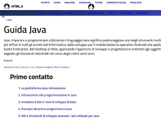 Screenshot sito: HTML.it Guida a Java