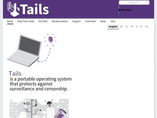 Screenshot sito: Tails