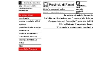 Screenshot sito: Provincia di Rimini