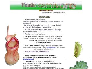 Screenshot sito: Piantecarnivore.it