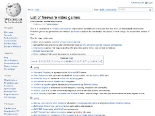 Screenshot sito: List of Freeware Games