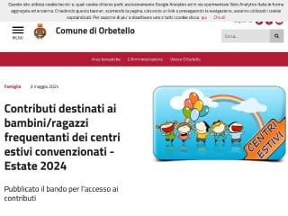 Screenshot sito: Comune di Orbetello