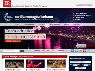 Screenshot sito: Emilia Romagna Turismo
