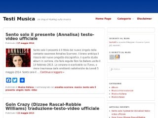 Screenshot sito: TestiMusica