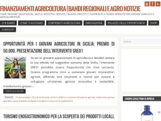 Screenshot sito: Finanziamenti Agricoltura