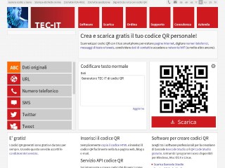 Screenshot sito: Tec-it QR code generator