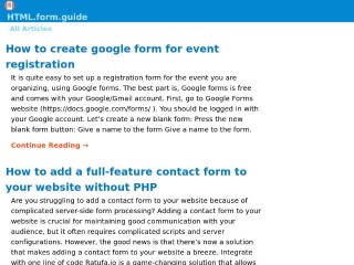 Screenshot sito: Html form guide