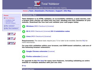 Screenshot sito: TotalValidator