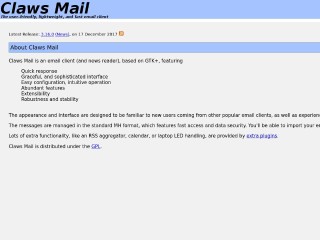 Screenshot sito: Claws Mail