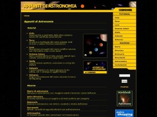 Screenshot sito: Appunti di Astronomia