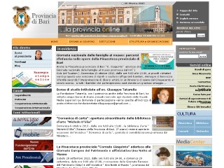 Screenshot sito: Provincia di Bari