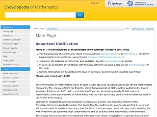 Screenshot sito: Encyclopedia of Math