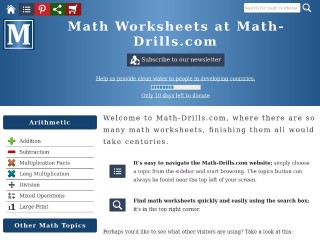 Screenshot sito: Math-Drills.com