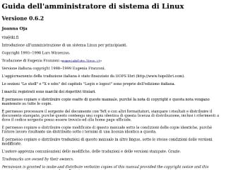 Screenshot sito: Guida dell'amministratore di sistema di Linux