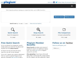 Screenshot sito: Plagium