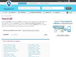 Screenshot sito: Pagine Bianche ricerca CAP