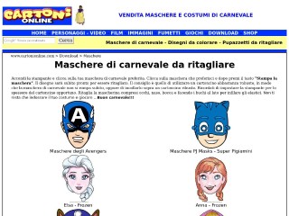 Screenshot sito: Cartonionline Maschere Carnevale