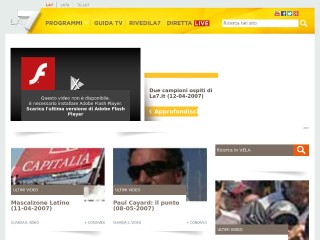 Screenshot sito: La7 Sport Vela
