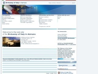 Screenshot sito: Ambasciata italiana in Eritrea