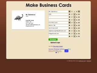 Screenshot sito: Make Business Cards
