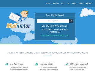 Screenshot sito: Mailinator