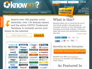Screenshot sito: KnowEm UserName Check