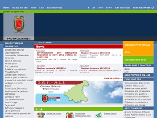 Screenshot sito: Provincia di Rieti