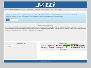 Screenshot sito: Scanner malware di Jotti