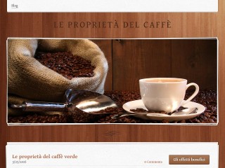 Screenshot sito: Proprietà del caffè
