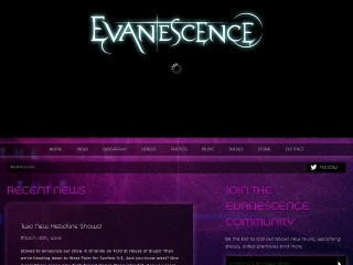 Screenshot sito: Evanescence