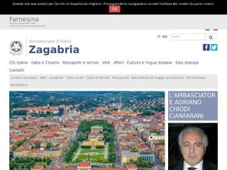 Screenshot sito: Ambasciata italiana in Croazia