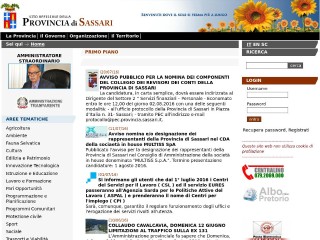 Screenshot sito: Provincia di Sassari