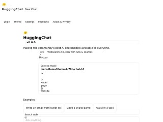 Screenshot sito: HuggingChat