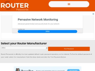 Screenshot sito: Router Passwords