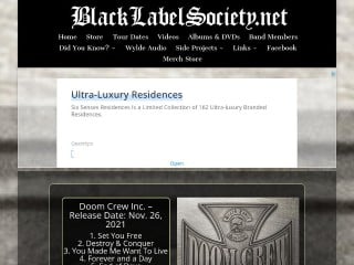 Screenshot sito: Black Label Society