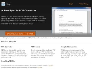 Screenshot sito: A Free Epub to PDF Converter