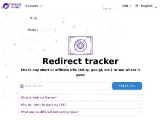 Screenshot sito: Redirect Tracker